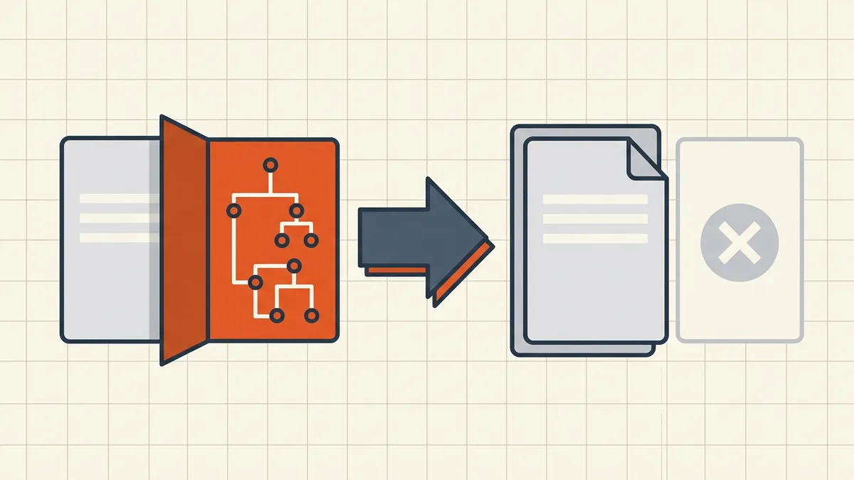 One sheet pulled from a page stack, remaining pages renumbering