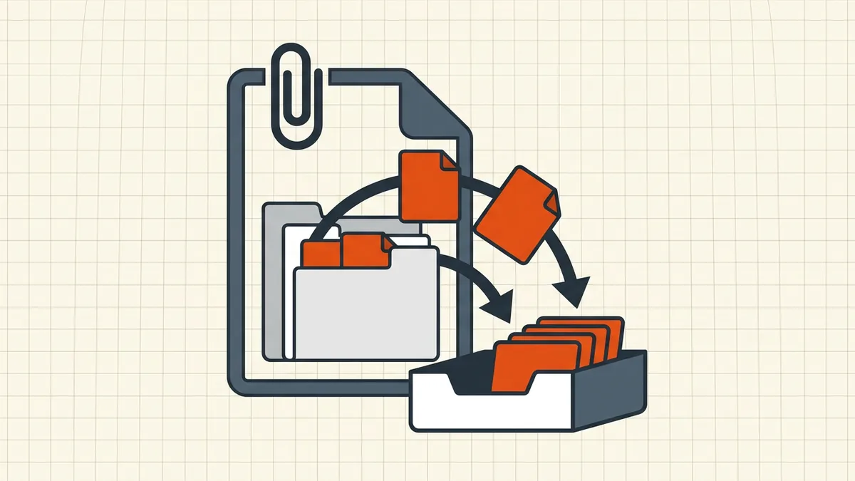 PDF container opening to reveal embedded file icons