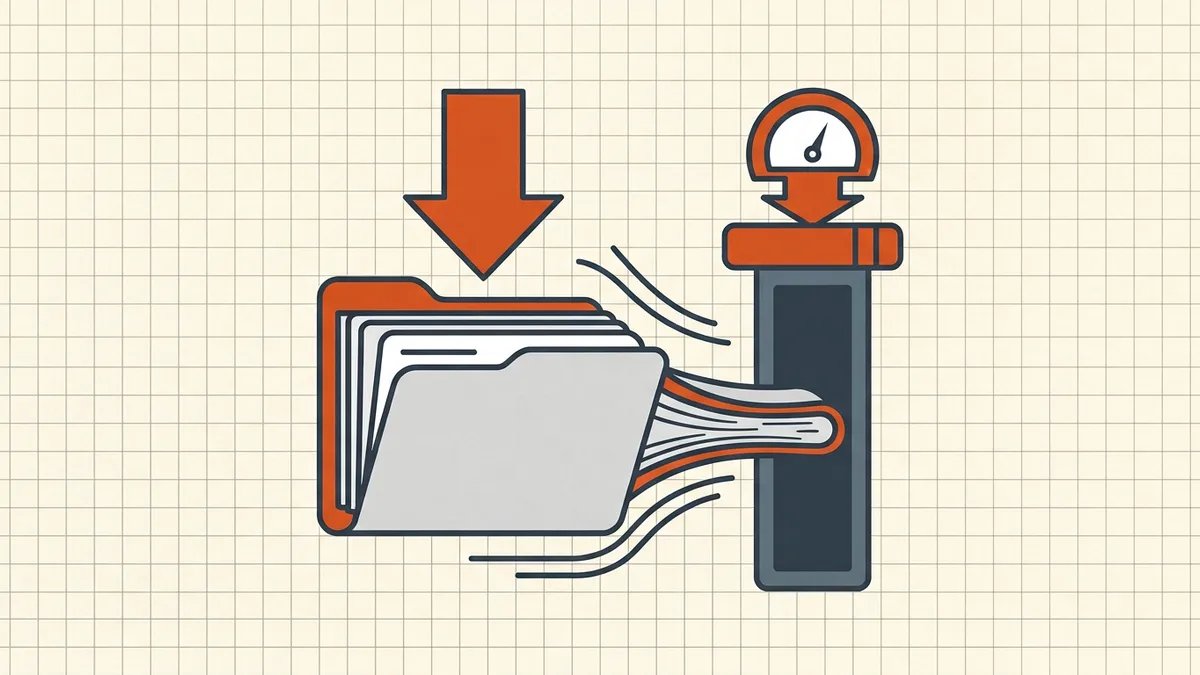 Grant document stack funneling through a size gate into an upload tray
