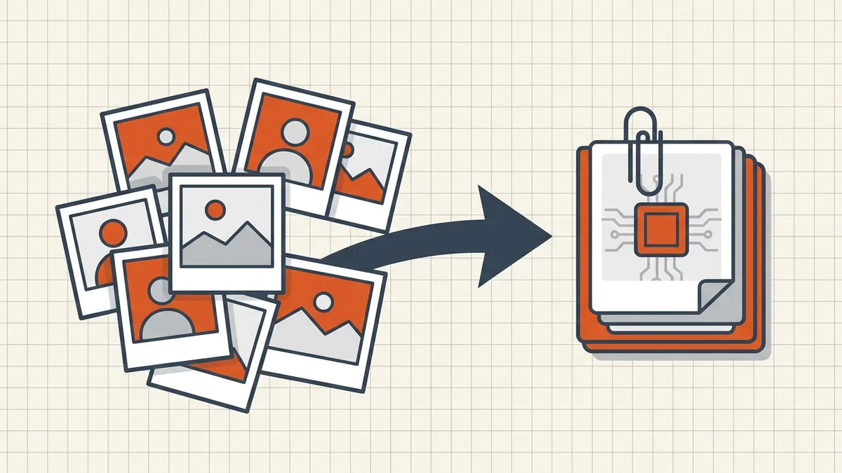 HEIC cards converting into an ordered PDF stack