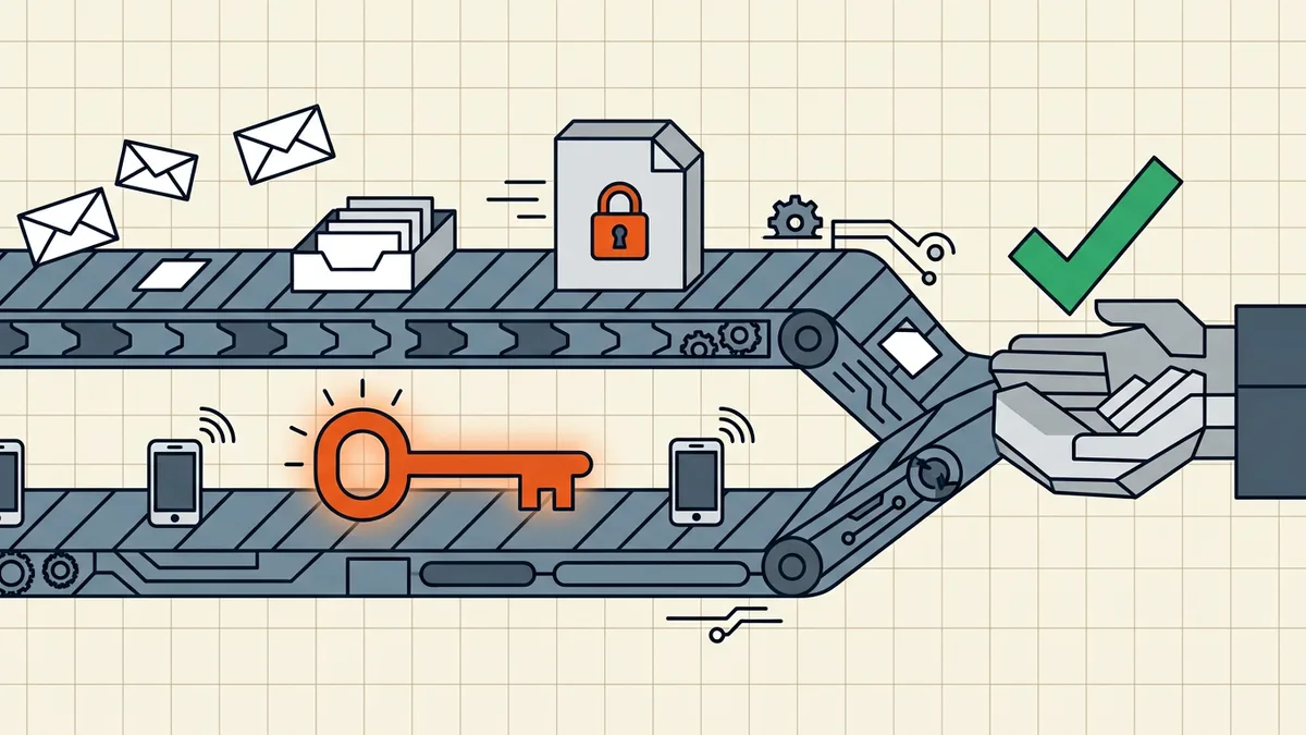 Encrypted file by email, password by phone — separate channels