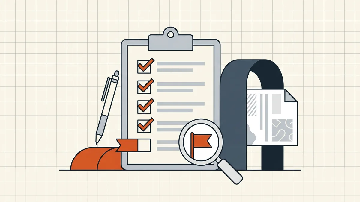 Pre-send checklist diagram: content, hidden data and delivery checks