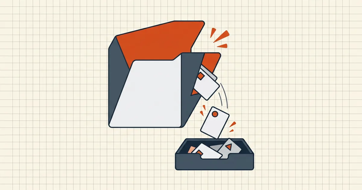 PDF document with hidden embedded file cards being extracted and discarded