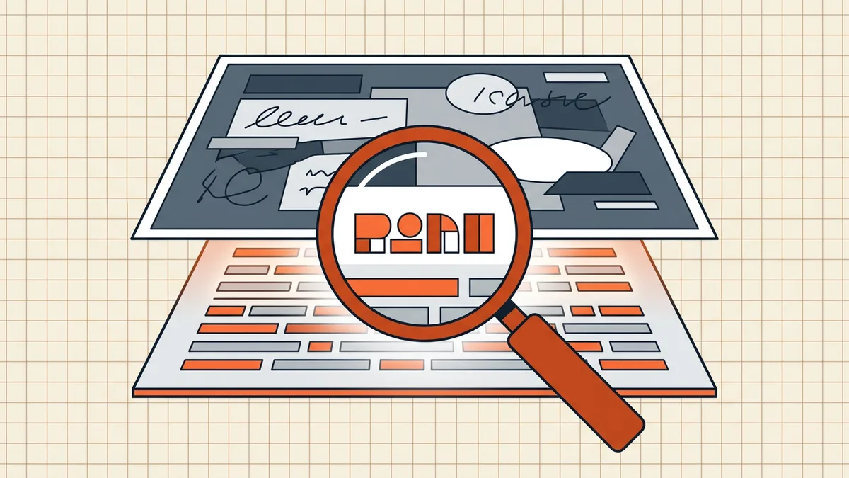 Searchable PDF structure: invisible text layer aligned beneath the scanned page image